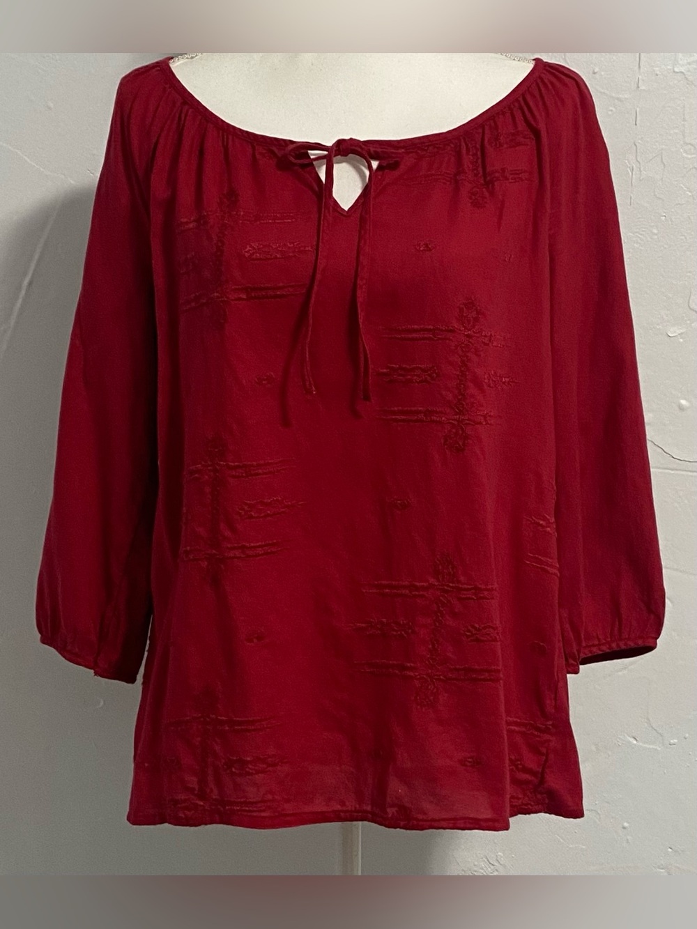 Old Navy Crimson Tie-Neck Peasant Top